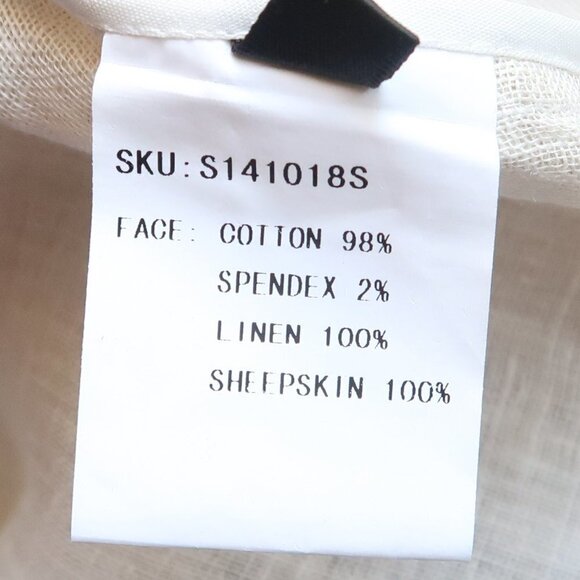 Dina Agam Anthropologie Linen Denim Lambskin Leather Crew Neck Long Sleeve Top M - Picture 10 of 12